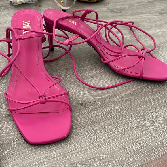 Zara magenta lace up sandals size 39